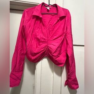 Women's Pink Ruched Blouse